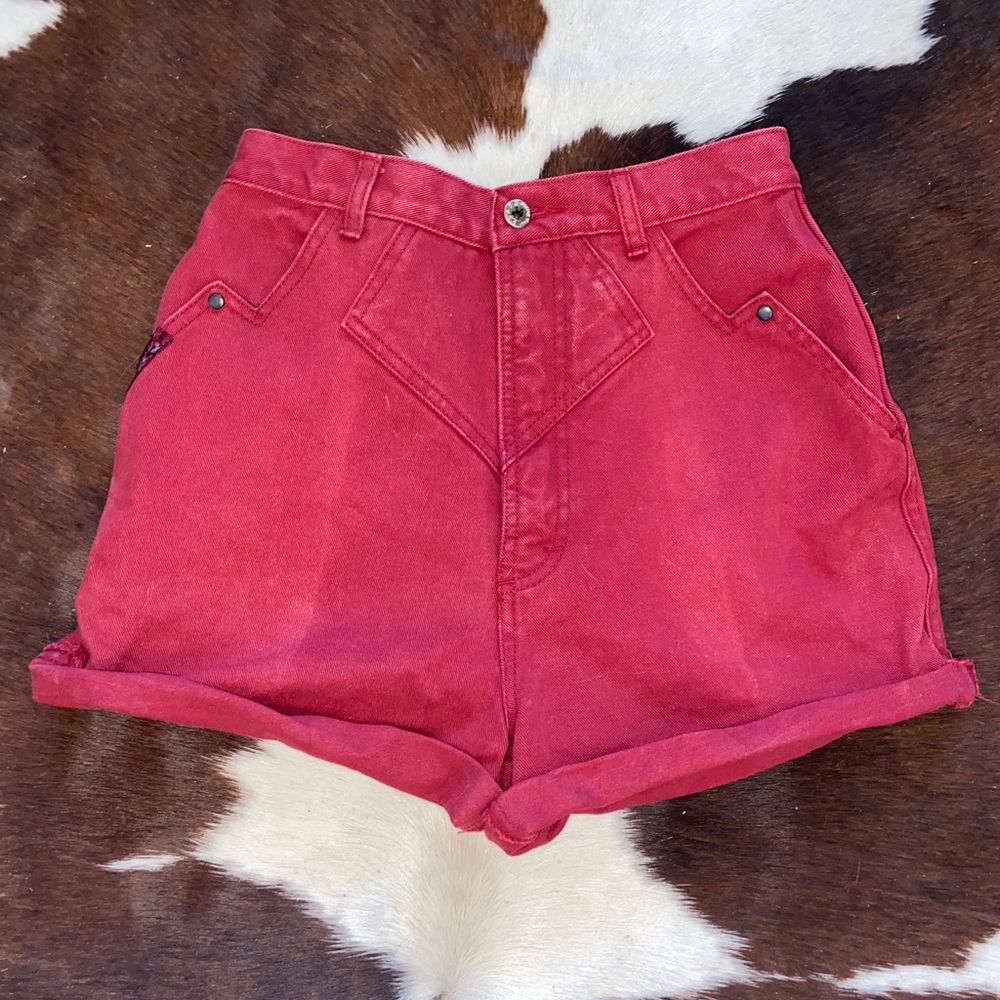 RARE red BLAZE Vintage Denim Shorts -Rockies style